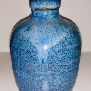Brilliant Blue Drip Glaze Art Pottery Vase Artist Signed Hand Thrown Ceramic Bud Vase Flower Vase