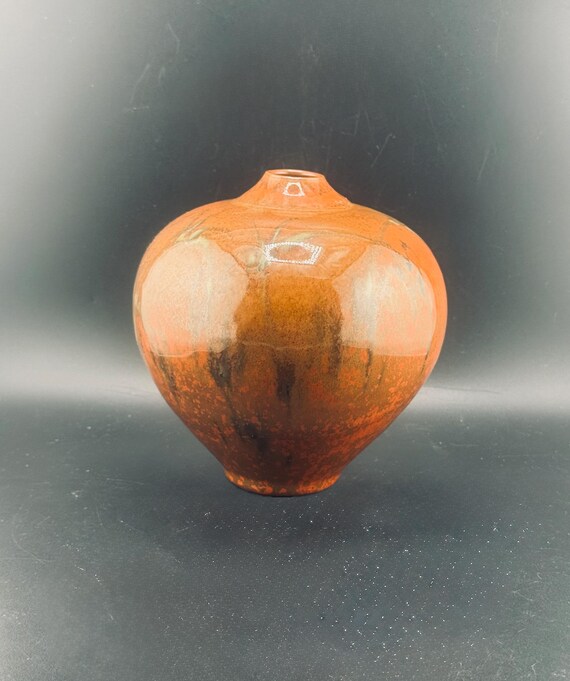 陶器製球形花瓶 赤茶色 陶器製球形花瓶 赤茶色 【公式通販】