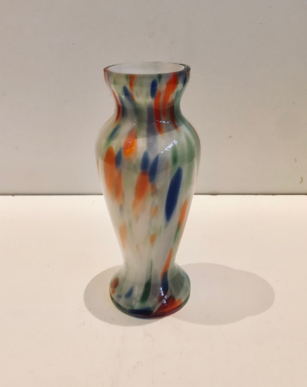 Vintage Mid Century Bud Vase Multicolored End of the Day Glass Swirl