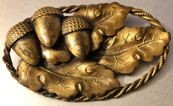 Pr Antique Acorn Cluster Brooch Lily of the Valley Flowers