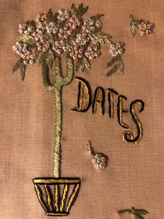 Art Deco Linen DATES Folding Wallet or Folder Han… - image 3