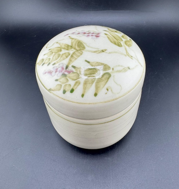 ヴィンテージ スタジオ 陶器 蓋付き小物入れ スタッシュ ポット 手描き