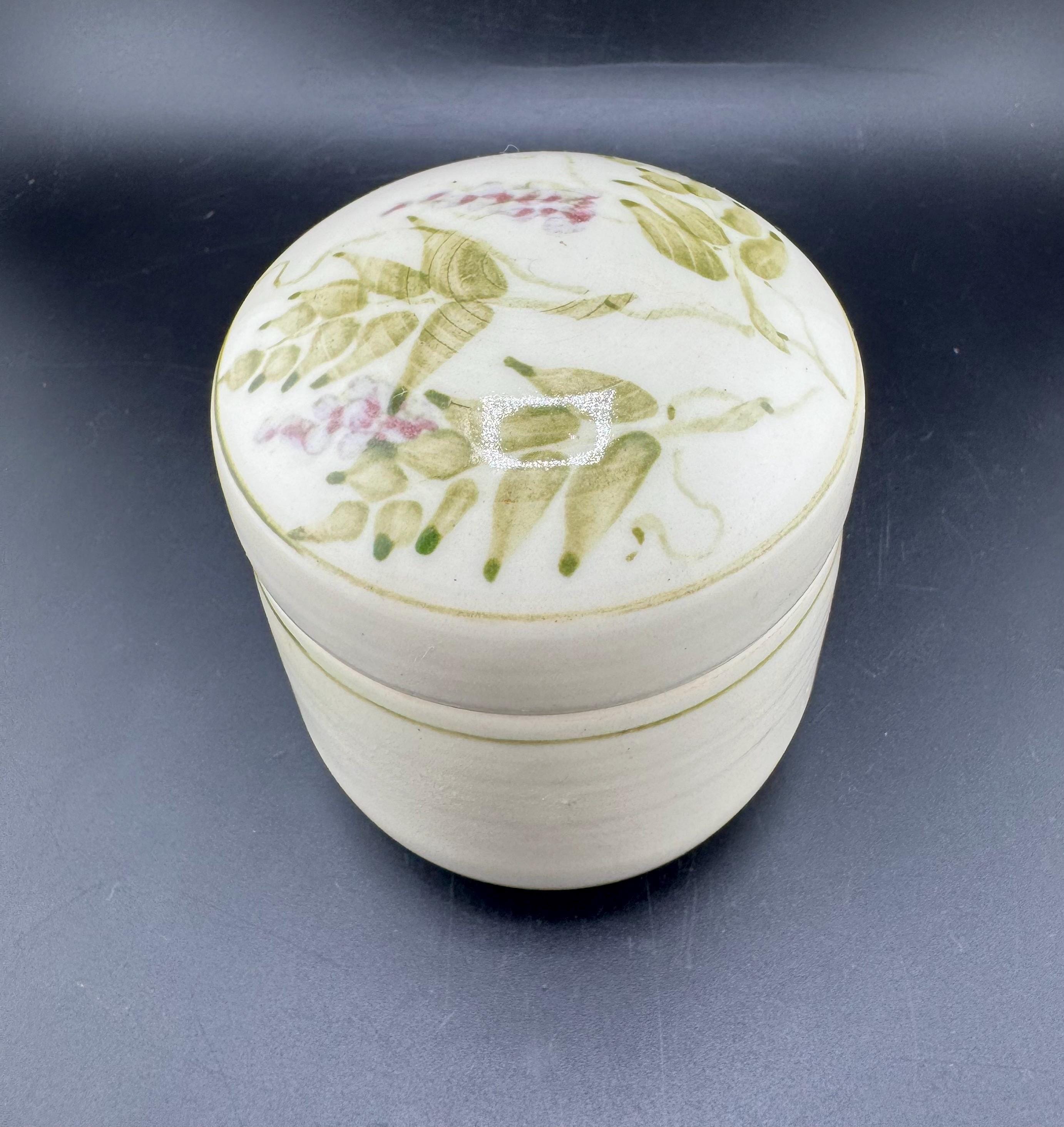 ヴィンテージ スタジオ 陶器 蓋付き小物入れ スタッシュ ポット 手描き