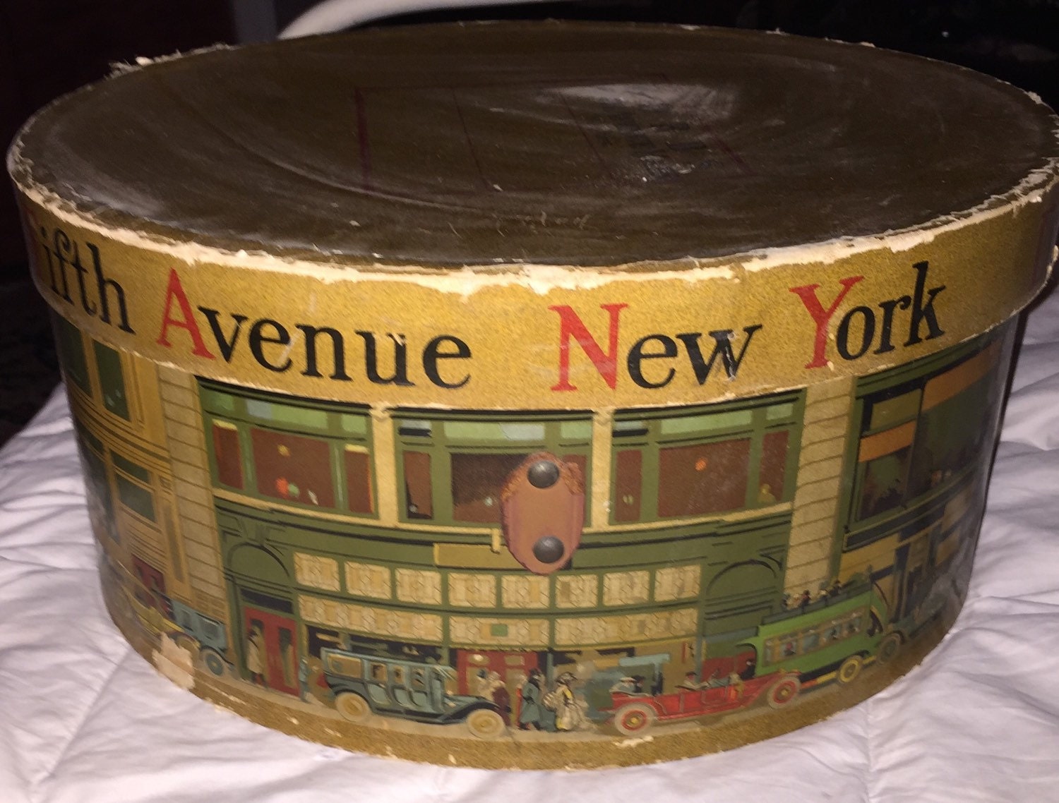 Vintage DOBBS Hat Box 5th Ave NYC Early 1900s Cardboard Octagon