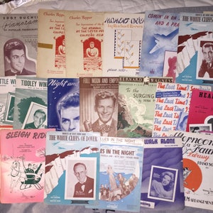 Mid 1900s Antique Sheet Music Book Collection 1940s-50s Terrific Graphics Crafts Collage Art Projects