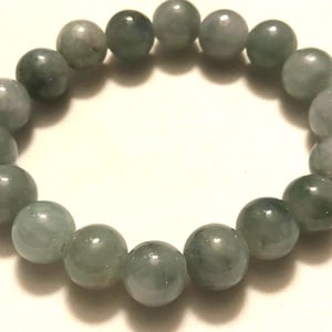 Chinese Jade Bracelet Big Jadeite Beaded Jade Bangle Bracelet Green Beads 37.4 grams