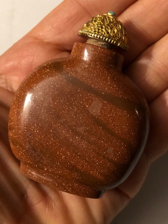 Antique Goldstone Snuff Bottle Antique Chinese Sn… - image 8