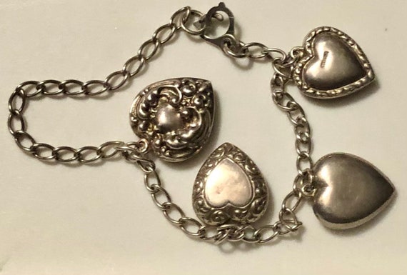 Victorian Heart Charm Bracelet Puffy Heart Collec… - image 5