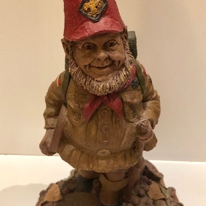 Vtg 1988 Tom Clark Gnome Sculpture Hiker Scout #2026 Cairn Studios Woodspirits Statue Miniature Boy Scouts of America Be Prepared Gnome #60