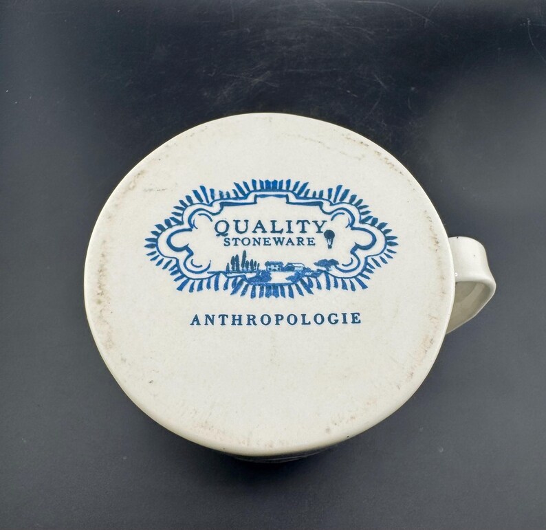 Mug Anthropologie d'occasion, lettre L flottante, monogramme L, initiales bleues et graphismes paysage eBay, glaçure mouchetée, tasse à café en grès de qualité image 10