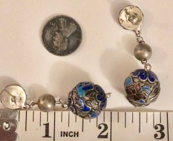 Antique Chinese Enameled Dangles Pierced Chinese … - image 9