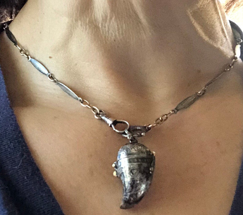Antique Reliquary Locket on Niello Watch Chain Choker Necklace Etsy