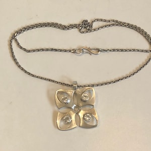 Vintage MCM Finnish Silver Rock Crystal Medallion Pendant Finnfeelings Necklace Modernist Kultakeskus Oy