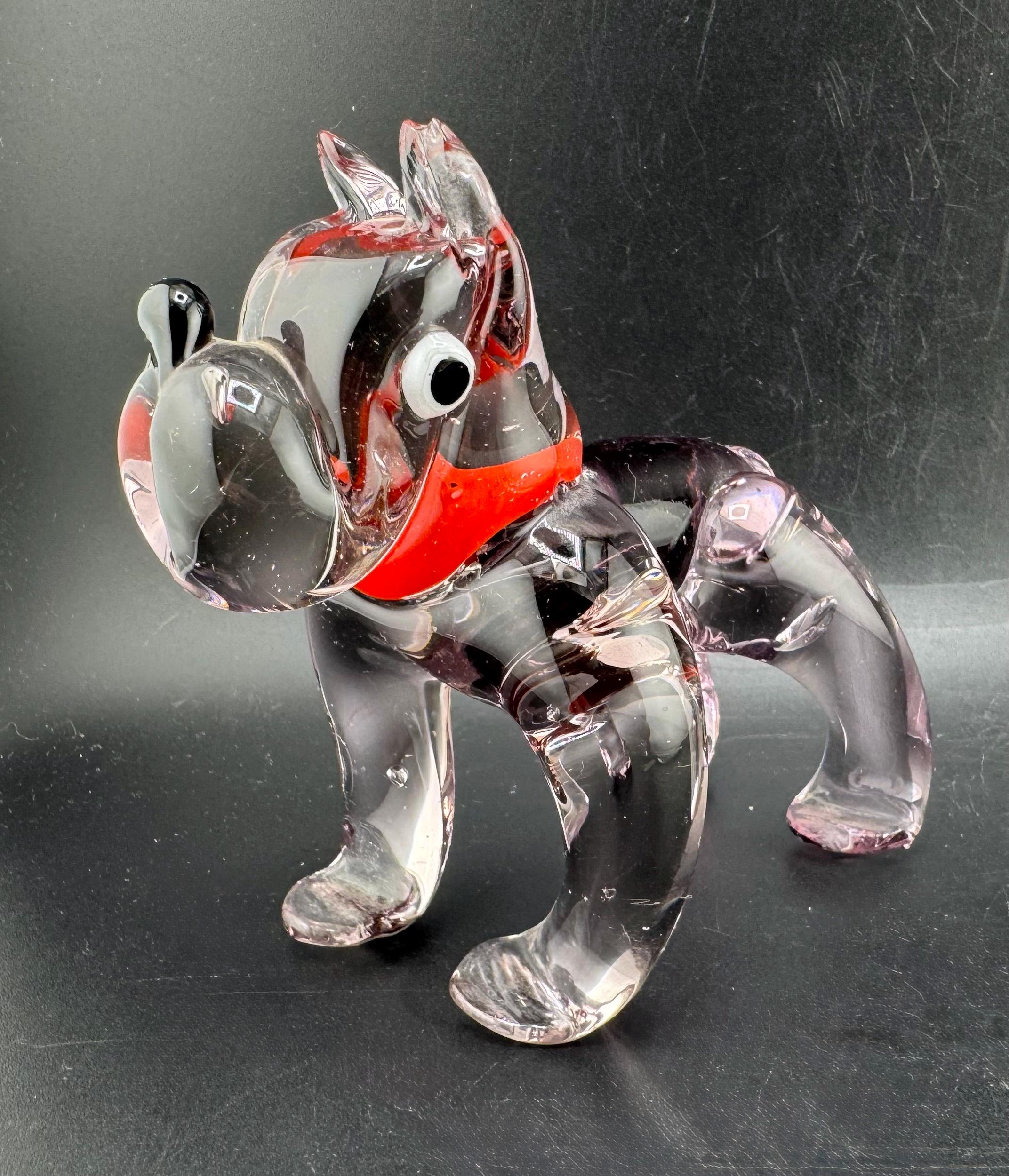 Vintage Mid Century Murano Glass Dog Figurine Purple Alexandrite