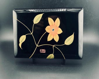 【古上野焼花筒】 共箱入り 藤原家収蔵放出品 　L1105E Antique Japanese Laquerware Hinged Corner Shelf Lacquer Wood