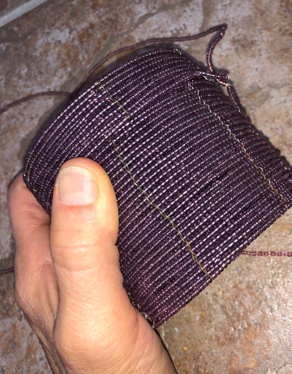 Vintage Purple Beaded Box Purse Miniature Beaded … - image 7