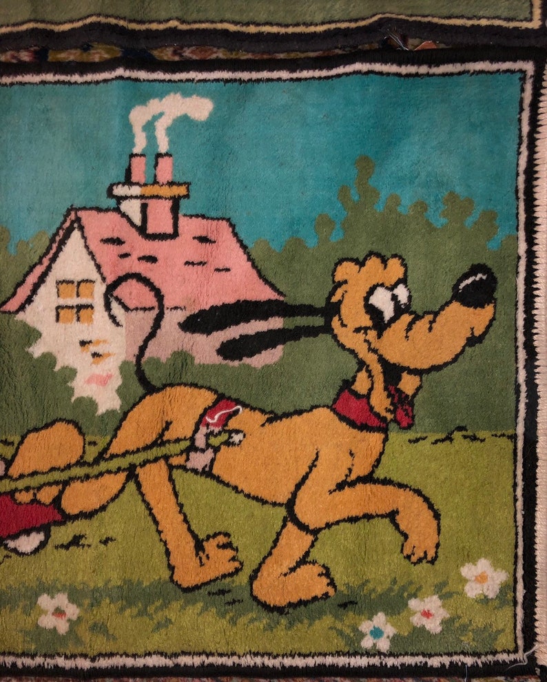 Vintage Disney Hooked Rugs Mickey Mouse Throw Rug Walt Disney Etsy