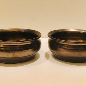 1980s Pennsylvania Redware Manganese Glazed Porringers Early American Bread Tray Museum Ed. Long Family Potters Folk Art Cottagecore