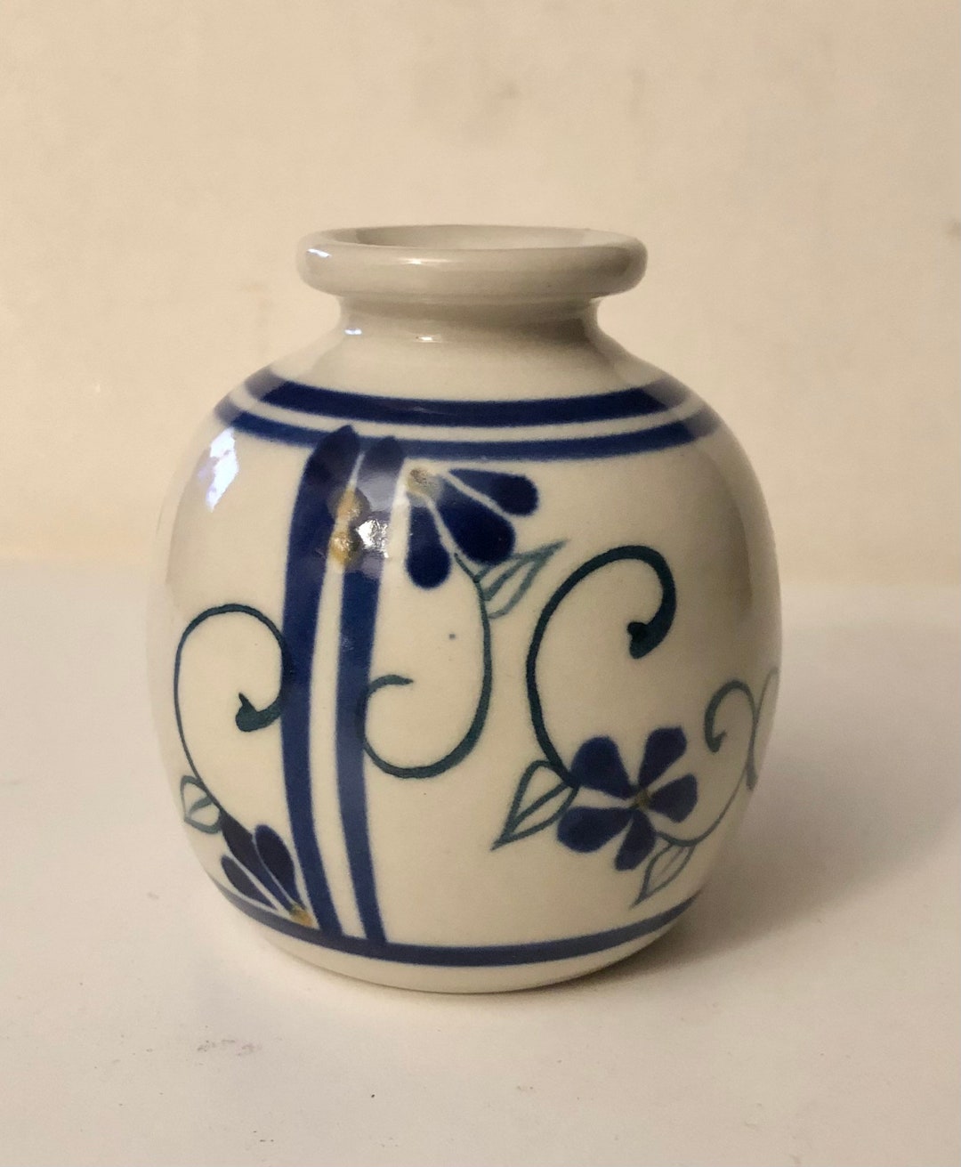Sweet Ceramic Bud Vase Miniature Vase Hippie Boho Hand Painted Royal ...