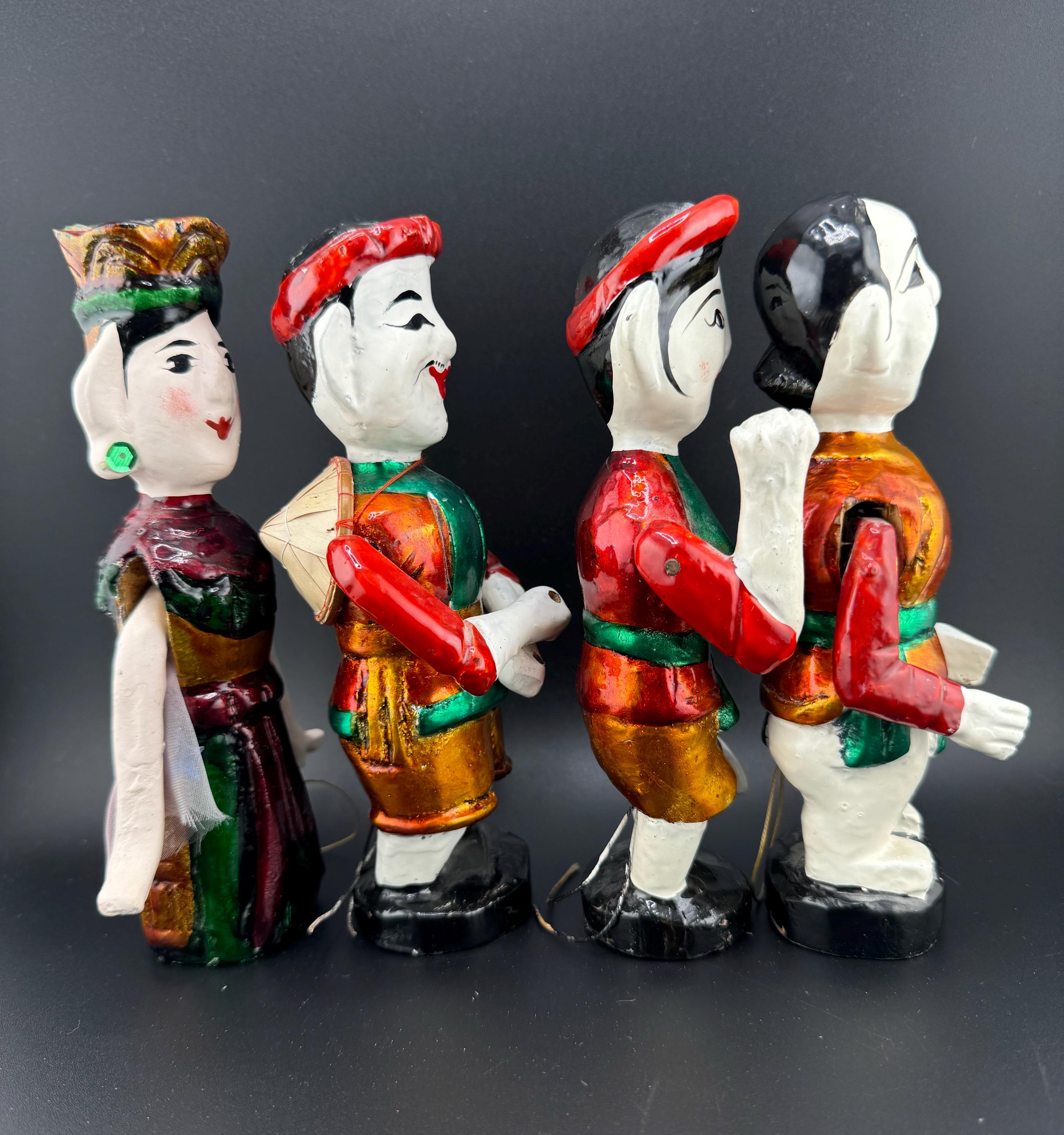 4 Fabulous Vintage Vietnamese Water Puppets Asian String Dolls Movable ...