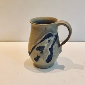 1985 Vintage Studio Pottery Handled Cup Mug or Cream Pitcher Tie Dye Freeform Design Boho Hippie Granny Polychrome Glaze Hand Thrown Signed