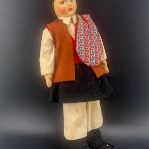 Charming Vtg Italian Folk Art Doll By Eros Village Boy Peasant Man Florence Italy European Culture Keepsake 10” Artist Sculpture Doll AS IS