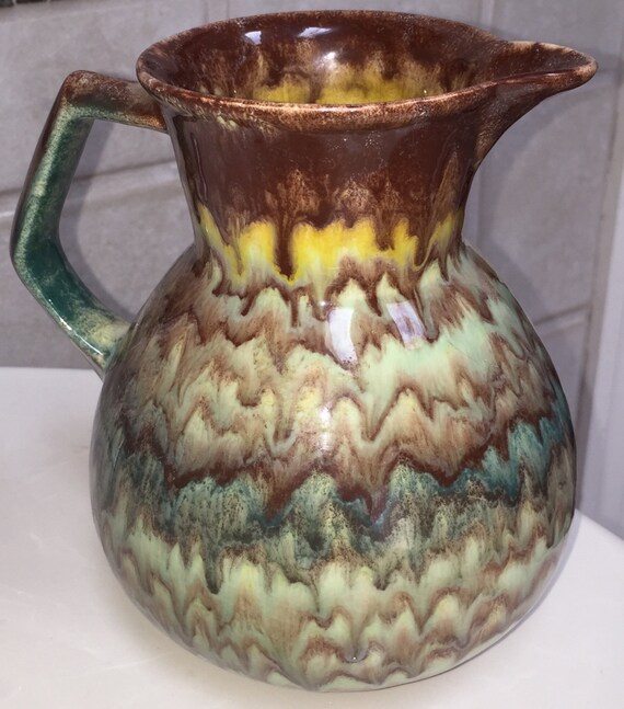 Ceramic German Pitcher Art Pottery Germany Six Inch Water Etsy