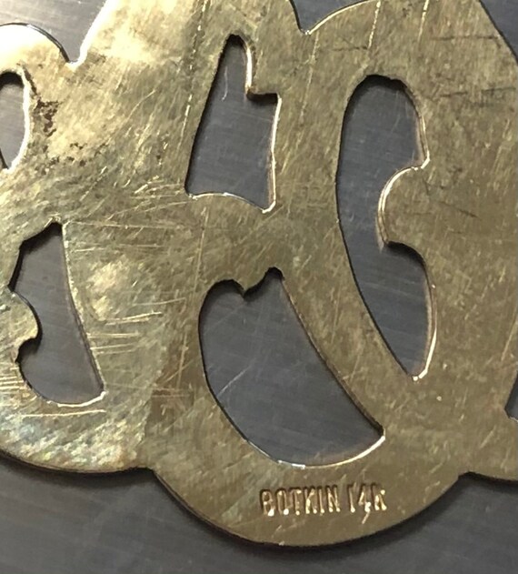 Ornate Vintage Solid 14K Gold Botkin Monogram Pen… - image 8