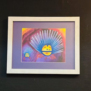 Vtg Helen Simeonoff Mask Series Print ‘A Little Knagin Girl That Watched Solar People Light Up The Northern Lights’ Native Alaskan Folk Art