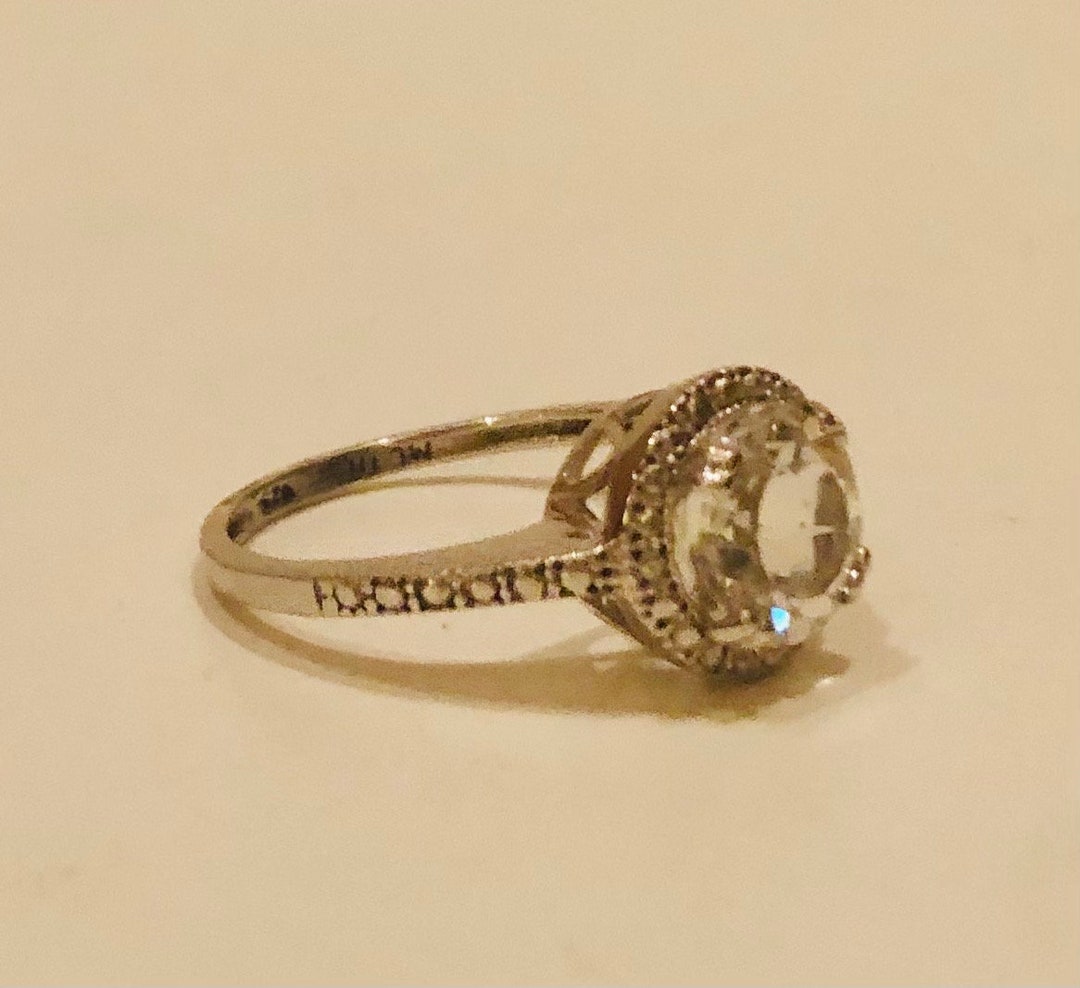 Sparkly Vintage Alternative Engagement Ring Crystal Solitaire Etsy