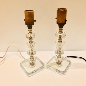 Charming Vintage Pair of Crystal Boudoir Lamps No Shades Cottage Core Grandmother Core Coastal Grandma Girl&#39;s Bedroom Lamps
