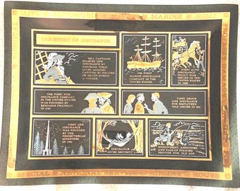 Gold Rimmed MCM Insurance Company Advertising Dish by Houze Glass Baker and Company Giveaway Standard Factor and Finance Co. Great Graphics!