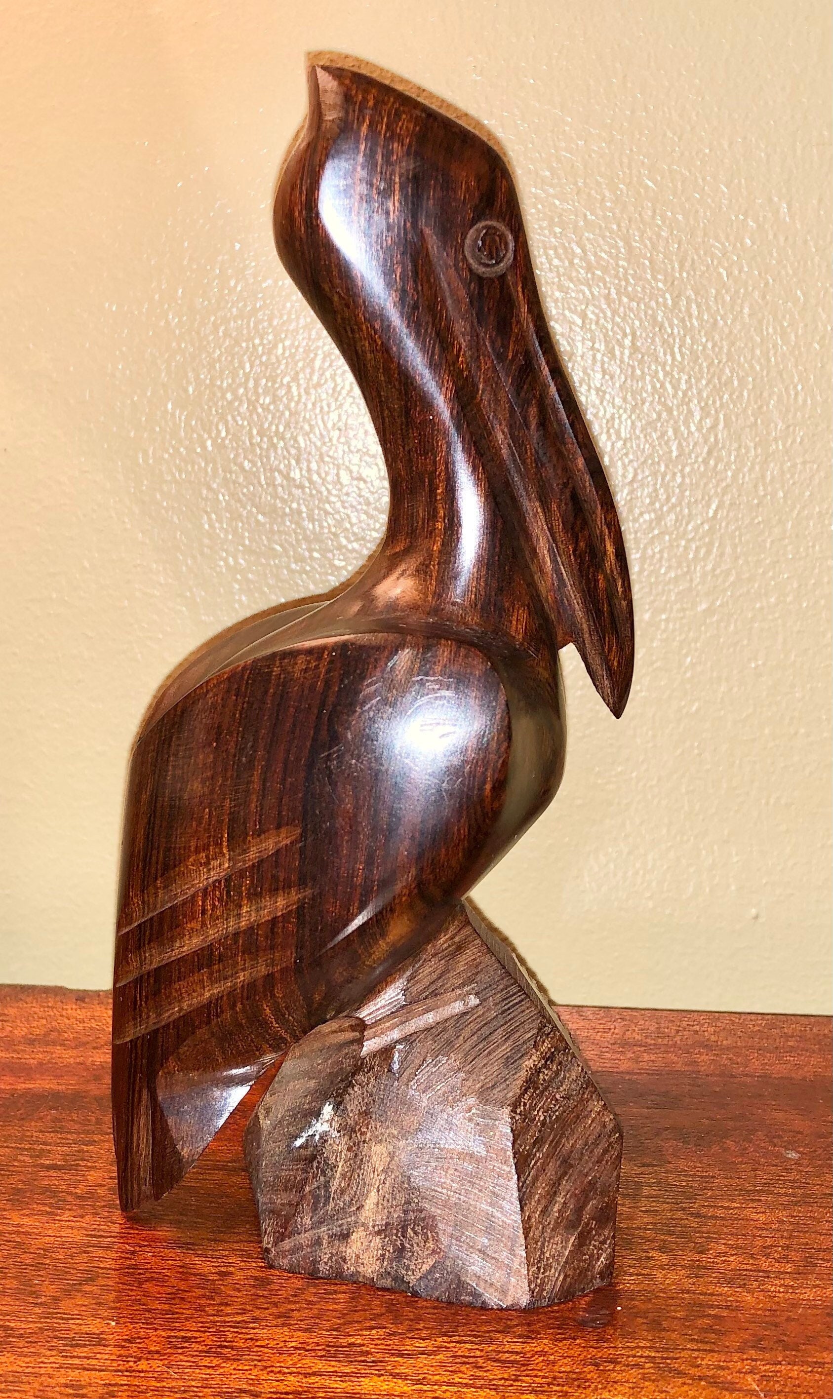 Details about   Unique Hand Carved Ironwood Pelican Figurine Wood Carving 6 to 6.5" High 