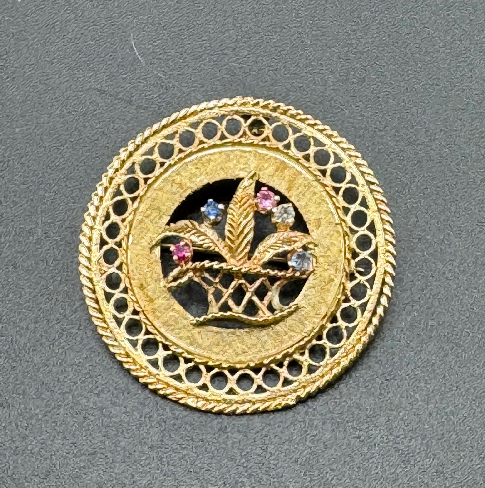 ヴィンテージ ミッドセンチュリー ブラッシュドゴールド 祖母ブローチ