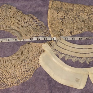 RARE Antique Lace & Silk Collar Collection Victorian Edwardian Lace Collar Crocheted Lace Theater Costume Props SALE Fabric Destash image 10