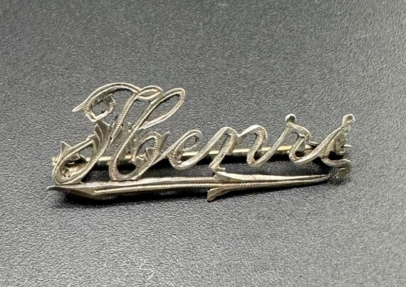 Antique Fancy Cursive Script Victorian Name Brooc… - image 2