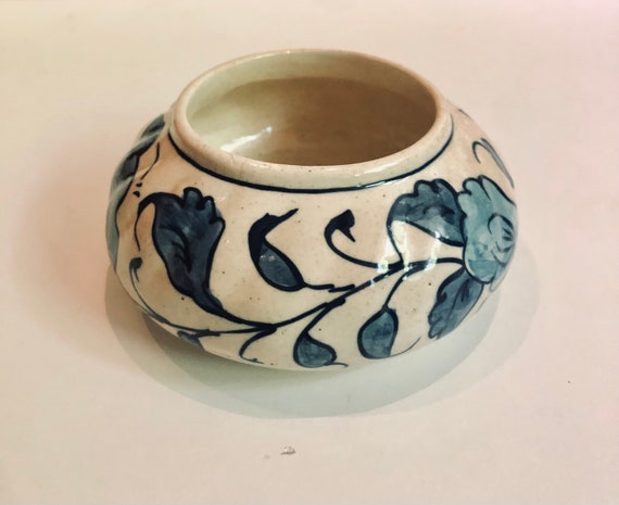 Adorable Hand Painted Trinket Catchall Dish Blue … - image 3
