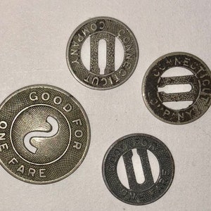 Antique Transit Company Token Collection Streetcar Token One Fare Coin Connecticut Company Trolley Tokens Columbia SC Suburban Transit