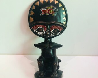 Ghanaian Ashanti Fertility Doll Beaded African Folk Art Effigy Carved Wooden Statue Fanti Sculpture Folklore Mythology
