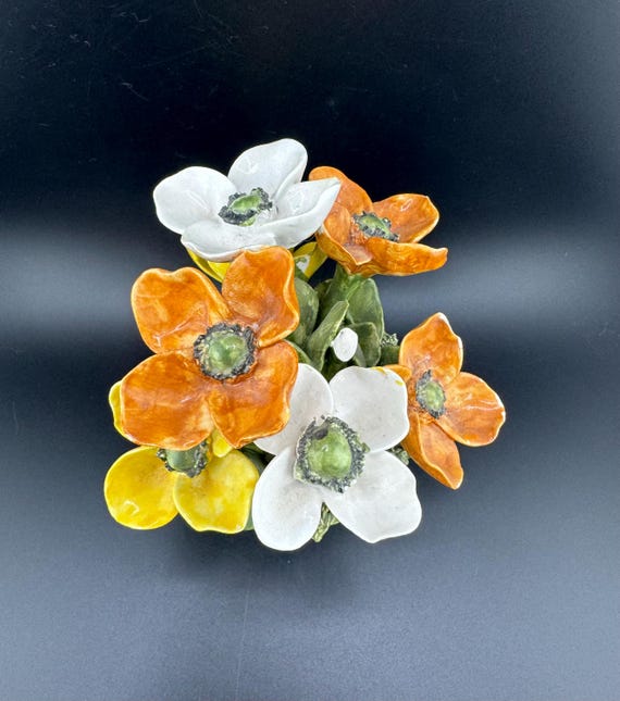 1979 Vintage Artist Signed Costa Italian Capodimonte Flower