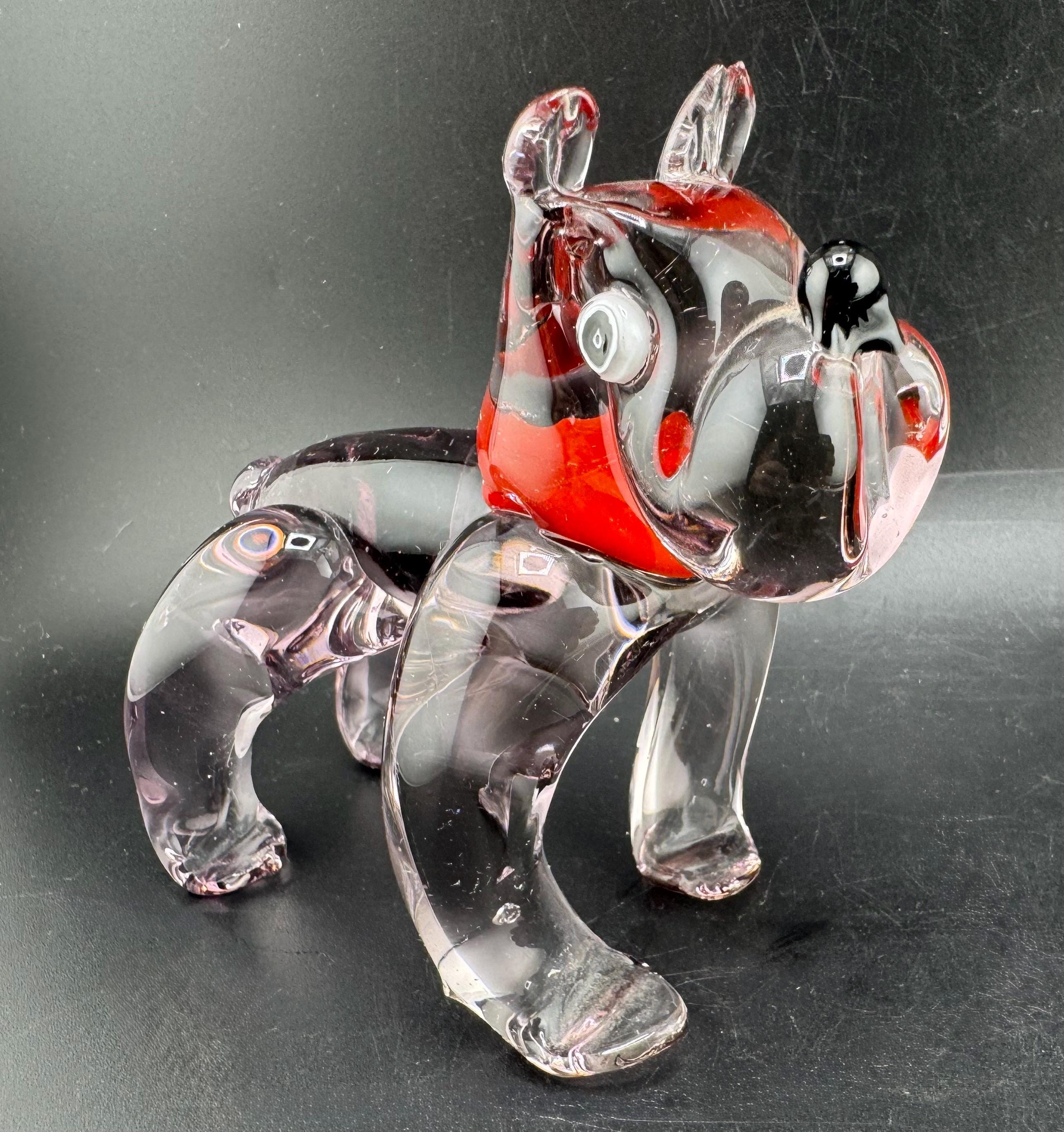Vintage Mid Century Murano Glass Dog Figurine Purple Alexandrite