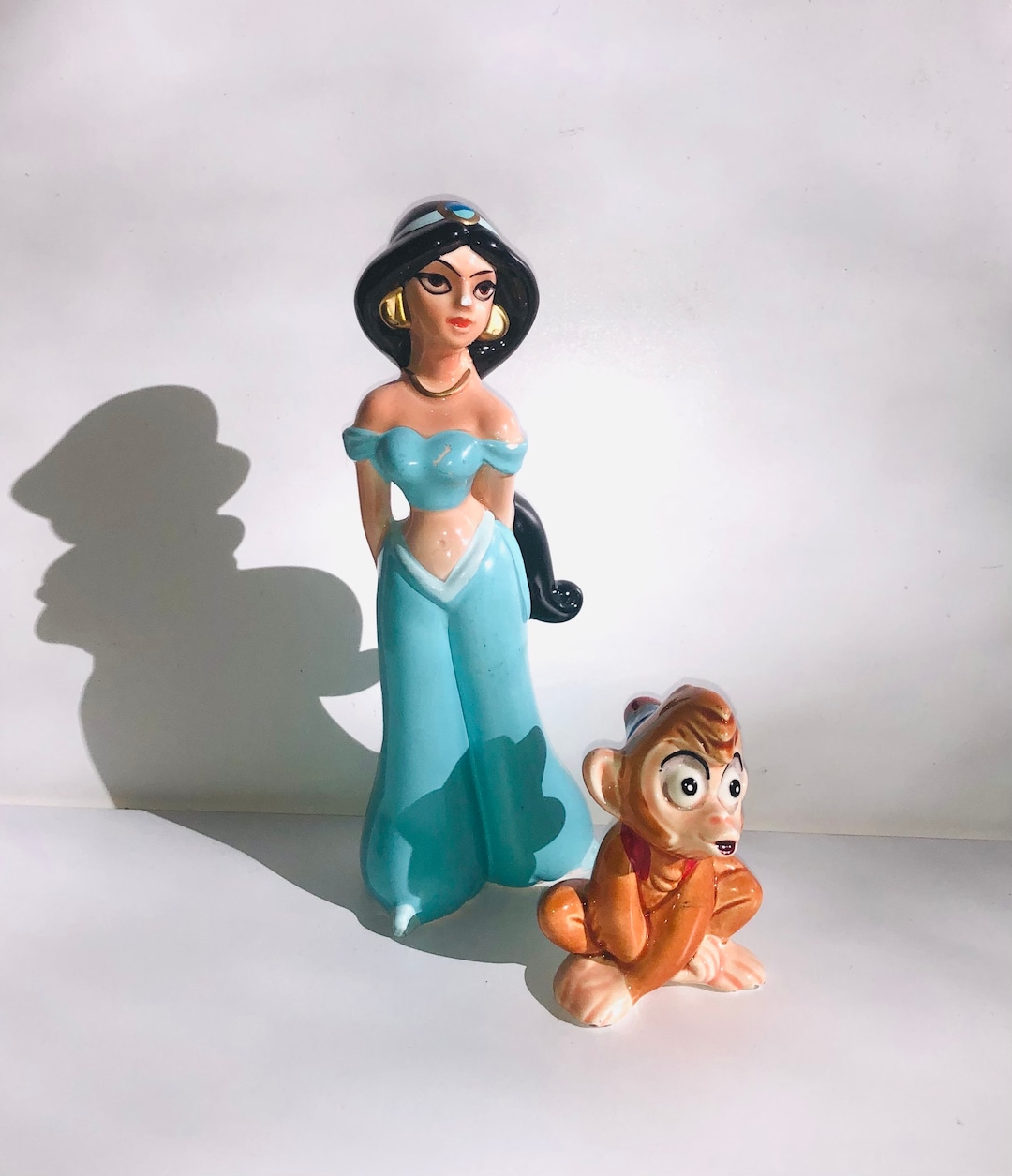 Vintage Disney Princess Jasmine Figurine and Abu the Capuchin Monkey