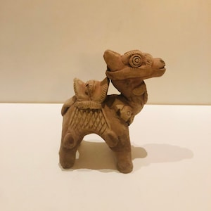 Vintage Handmade Terracotta Clay Camel Statue Egyptian or Moroccan Arabian Camel Dromedary Sculpture Mideastern Folk Art Camel Figure