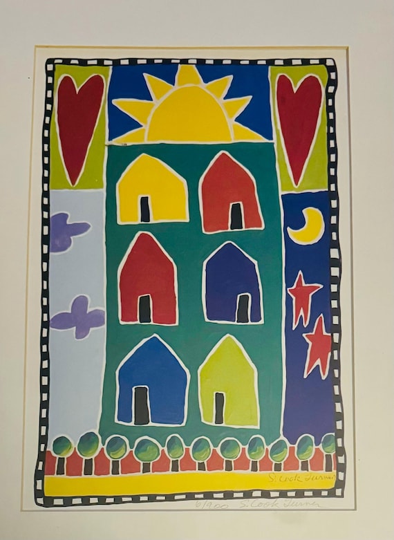 Whimsical Sherry Cook Turner Folk Art Signed Limited Print
