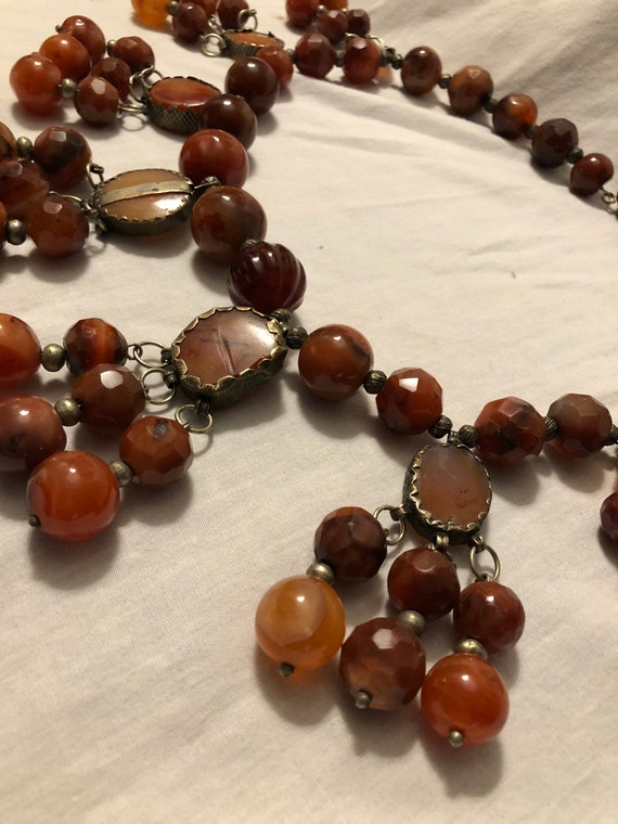 Massive Antique Tribal Bead Necklace Carnelian Be… - image 4