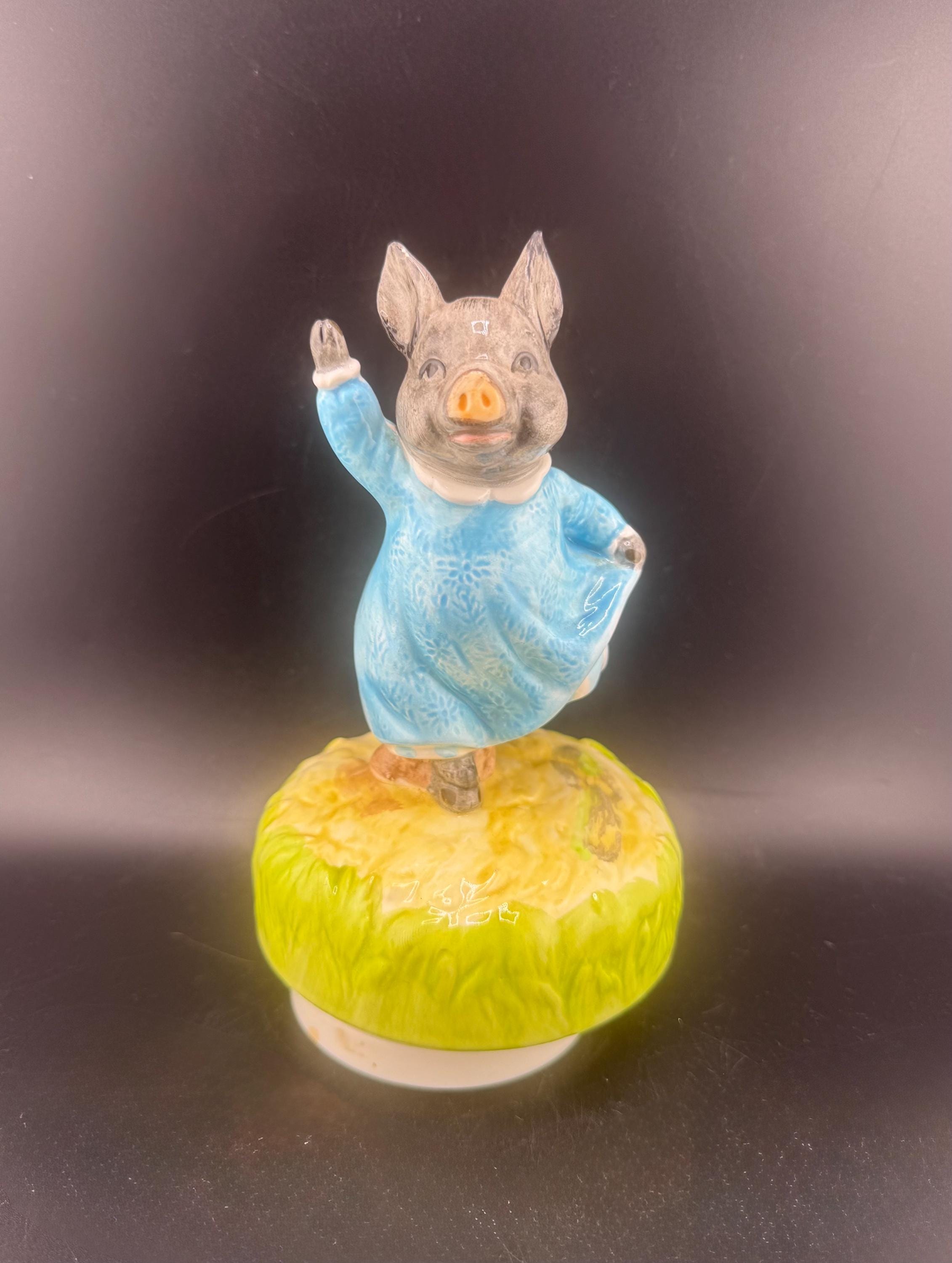 Vintage Schmid Revolving Music Box the Tale of Pigling Bland by
