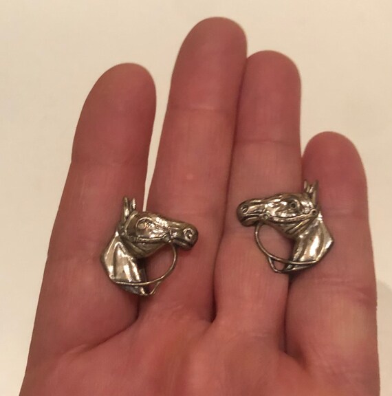 Midcentury Vintage Beau Sterling Horse Earrings S… - image 3