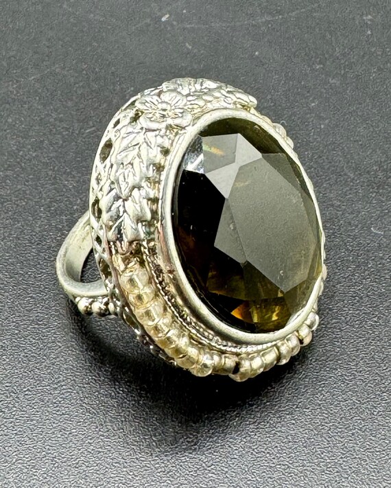 Quartz Statement Ring Retro Quartz Ring Brilliant… - image 2
