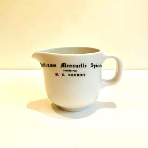 Vintage Hungarian Alföldi Porcelain Miniature Creamer Cream Pitcher Advert Publication Mensuelle Speciale Fondee Par M S Cochet Hungary