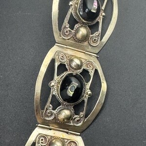 Magnífica pulsera vintage de abulón de ónix mexicano, brazalete de ónix mexicano, hecho en México, 29,9 g imagen 6